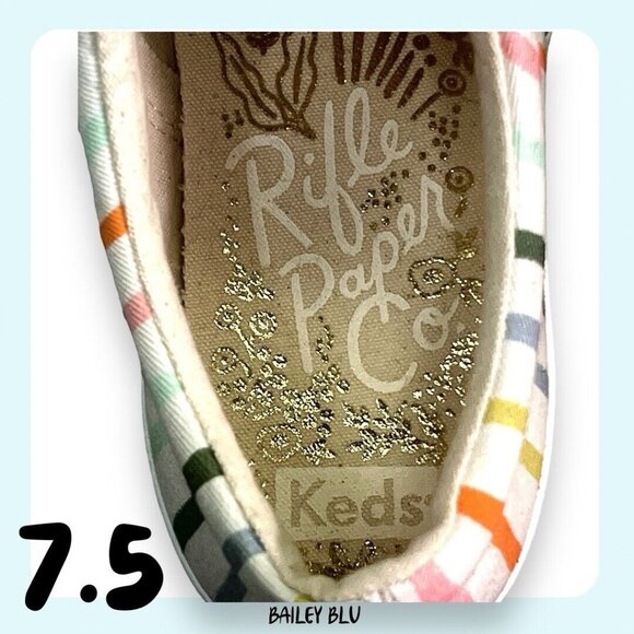 Keds Color Striped Sneaker Rifle Paper 7.5 Multicolor Rainbow - Picture 7 of 9